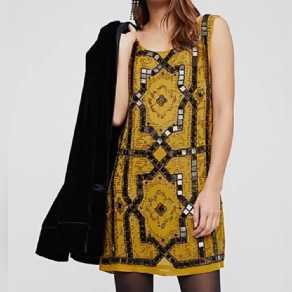 COPY - NWT Free People Olive Speak Easy Sequin Beaded Sleeveless Mini Dress